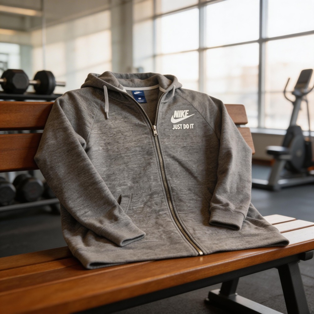 Nike Mens Just Do It Full Zip Hoodie Heather Grey Sportswear Sweatshirt 1X